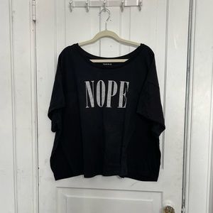 Torrid size 5 relaxed fit Nope cropped tee, black